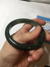 Load image into Gallery viewer, 57.5mm Certified Type A 100% Natural oily dark green(老油青)/gray Jadeite bangle BG228-0397