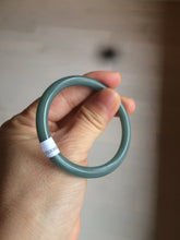 Load image into Gallery viewer, 48mm Certified Type A 100% Natural deep sea green/blue/gray/white oval round cut Guatemala Jadeite bangle KS95-2468