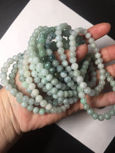 Load image into Gallery viewer, 6.3mm 100% natural type A green/white jadeite jade beads bracelet group BK104 added-on item