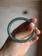 Load image into Gallery viewer, 48mm Certified Type A 100% Natural deep sea green/blue/gray/white oval round cut Guatemala Jadeite bangle KS95-2468