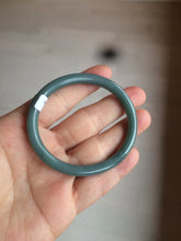 Load image into Gallery viewer, 48mm Certified Type A 100% Natural deep sea green/blue/gray/white oval round cut Guatemala Jadeite bangle KS95-2468