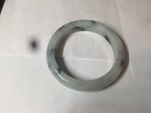 Load image into Gallery viewer, 56.6mm certified 100% natural Type A light green/white with green floating flowers oval jadeite jade bangle B91-1643
