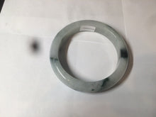 Load image into Gallery viewer, 56.6mm certified 100% natural Type A light green/white with green floating flowers oval jadeite jade bangle B91-1643