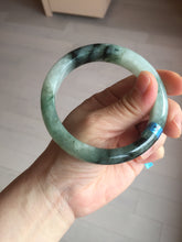 Load image into Gallery viewer, 60.3mm certified type A 100% Natural green/black Jadeite Jade bangle BM42-8565