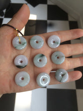 Load image into Gallery viewer, 18mm Type A 100% Natural green/purple/white Jadeite Jade safety Guardian donut Pendant group m99