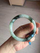 Load image into Gallery viewer, 60.3mm certified type A 100% Natural green/black Jadeite Jade bangle BM42-8565