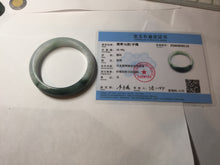 Load image into Gallery viewer, 54.6mm certified 100% natural oily dark green purple jadeite jade bangle pendnat set PA114-9119