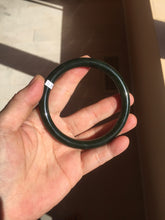 Load image into Gallery viewer, 62mm certified 100% Natural dark green/black round cut nephrite (碧玉) bangle HN21-9155