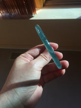 Load image into Gallery viewer, 59.5mm Certified Type A 100% Natural dark green/blue/gray with flying snow Guatemala slim round cut Jadeite bangle PD63-3387