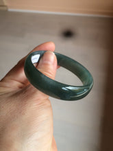 Load image into Gallery viewer, 52.8mm Certified Type A 100% Natural icy watery deep sea green/blue/gray/white Guatemala Jadeite bangle KS91-6393