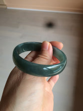 Load image into Gallery viewer, 52.8mm Certified Type A 100% Natural icy watery deep sea green/blue/gray/white Guatemala Jadeite bangle KS91-6393