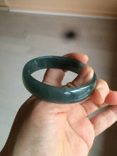 Load image into Gallery viewer, 52.8mm Certified Type A 100% Natural icy watery deep sea green/blue/gray/white Guatemala Jadeite bangle KS91-6393