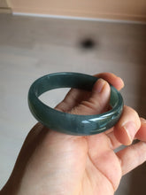 Load image into Gallery viewer, 52.8mm Certified Type A 100% Natural icy watery deep sea green/blue/gray/white Guatemala Jadeite bangle KS91-6393