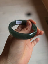 Load image into Gallery viewer, 52.8mm Certified Type A 100% Natural icy watery deep sea green/blue/gray/white Guatemala Jadeite bangle KS91-6393