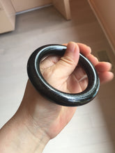 Load image into Gallery viewer, 54.3mm certified 10% Natural black(MO YU 墨玉) meteorite Stellar Night sky chubby round cut nephrite bangle HN1-8246