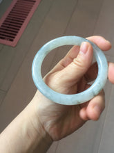 Load image into Gallery viewer, 58.5mm certified Type A 100% Natural icy dark green white with green floating flowers round cut Jadeite Jade bangle BS64-7347