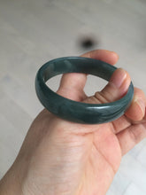 Load image into Gallery viewer, 52.8mm Certified Type A 100% Natural icy watery deep sea green/blue/gray/white Guatemala Jadeite bangle KS91-6393