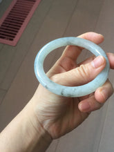 Load image into Gallery viewer, 58.5mm certified Type A 100% Natural icy dark green white with green floating flowers round cut Jadeite Jade bangle BS64-7347