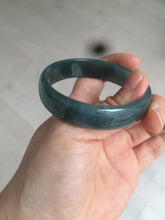 Load image into Gallery viewer, 52.8mm Certified Type A 100% Natural icy watery deep sea green/blue/gray/white Guatemala Jadeite bangle KS91-6393