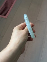 Load image into Gallery viewer, 58.5mm certified Type A 100% Natural icy dark green white with green floating flowers round cut Jadeite Jade bangle BS64-7347