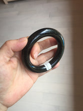 Load image into Gallery viewer, 54.3mm certified 10% Natural black(MO YU 墨玉) meteorite Stellar Night sky chubby round cut nephrite bangle HN1-8246