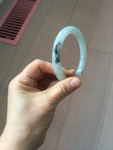 Load image into Gallery viewer, 58.5mm certified Type A 100% Natural icy dark green white with green floating flowers round cut Jadeite Jade bangle BS64-7347