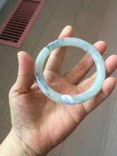 Load image into Gallery viewer, 58.5mm certified Type A 100% Natural icy dark green white with green floating flowers round cut Jadeite Jade bangle BS64-7347