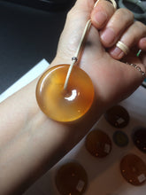 Load image into Gallery viewer, 33-34mm 100% natural icy clear red/yellow agate safety guardian donut add-on item SY26