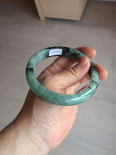 Load image into Gallery viewer, Shopify only! 59mm certified type A 100% Natural icy watery green/black Jadeite Jade bangle BM44-8566