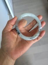Load image into Gallery viewer, 58.2mm certified Type A 100% Natural icy light green white with green floating flowers round cut Jadeite Jade bangle BS63-7349