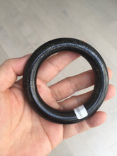Load image into Gallery viewer, 54.3mm certified 10% Natural black(MO YU 墨玉) meteorite Stellar Night sky chubby round cut nephrite bangle HN1-8246