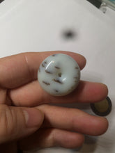 Load image into Gallery viewer, 100% Natural white beige with black/brown flying dandelions Osmanthus fragrant cheese cake nephrite Jade pendant/worry stone HT68
