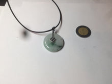 Load image into Gallery viewer, 25.4/6.2mm 100% Natural icy watery green/white with green floating flowers jadeite Jade Safety Guardian Button(donut) Pendant/worry stone BF46