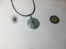 Load image into Gallery viewer, 25.4/6.2mm 100% Natural icy watery green/white with green floating flowers jadeite Jade Safety Guardian Button(donut) Pendant/worry stone BF46
