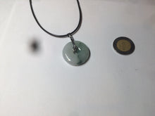 Load image into Gallery viewer, 25.4/6.2mm 100% Natural icy watery green/white with green floating flowers jadeite Jade Safety Guardian Button(donut) Pendant/worry stone BF46