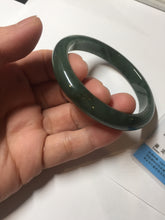 Load image into Gallery viewer, 55.5mm Certified Type A 100% Natural oily dark green(老油青)/gray Jadeite bangle BG229-0411