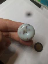 Load image into Gallery viewer, 100% Natural white beige with black/brown flying dandelions Osmanthus fragrant cheese cake nephrite Jade pendant/worry stone HT68