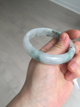 Load image into Gallery viewer, 55mm certified 100% natural icy watery light green with green floating flowers jadeite jade bangle AS88-7068