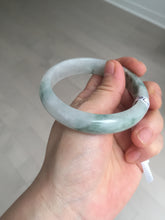 Load image into Gallery viewer, 55mm certified 100% natural icy watery light green with green floating flowers jadeite jade bangle AS88-7068