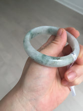 Load image into Gallery viewer, 55mm certified 100% natural icy watery light green with green floating flowers jadeite jade bangle AS88-7068