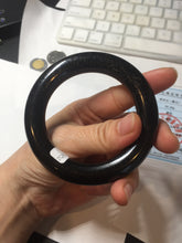 Load image into Gallery viewer, 54.3mm certified 10% Natural black(MO YU 墨玉) meteorite Stellar Night sky chubby round cut nephrite bangle HN1-8246