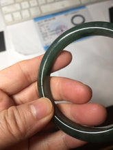 Load image into Gallery viewer, 55.5mm Certified Type A 100% Natural oily dark green(老油青)/gray Jadeite bangle BG229-0411