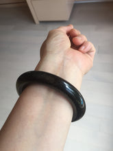 Load image into Gallery viewer, 54.3mm certified 10% Natural black(MO YU 墨玉) meteorite Stellar Night sky chubby round cut nephrite bangle HN1-8246