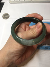 Load image into Gallery viewer, 55.5mm Certified Type A 100% Natural oily dark green(老油青)/gray Jadeite bangle BG230-0389