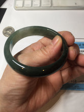 Load image into Gallery viewer, 55.5mm Certified Type A 100% Natural oily dark green(老油青)/gray Jadeite bangle BG230-0389