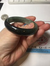 Load image into Gallery viewer, 55.5mm Certified Type A 100% Natural oily dark green(老油青)/gray Jadeite bangle BG230-0389