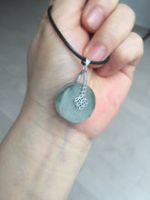 Load image into Gallery viewer, 20mm 100% Natural icy watery light green clear jadeite Jade Safety Guardian Button (donut) Pendant BK106