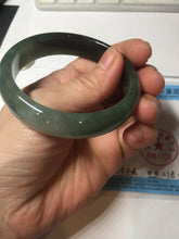 Load image into Gallery viewer, 55.5mm Certified Type A 100% Natural oily dark green(老油青)/gray Jadeite bangle BG230-0389