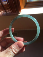 Load image into Gallery viewer, 58.5mm Certified Type A 100% Natural light green/blue/gray with flying snow Guatemala slim round cut Jadeite bangle PD56-5533