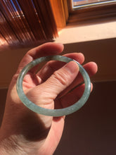 Load image into Gallery viewer, 58.5mm Certified Type A 100% Natural light green/blue/gray with flying snow Guatemala slim round cut Jadeite bangle PD56-5533